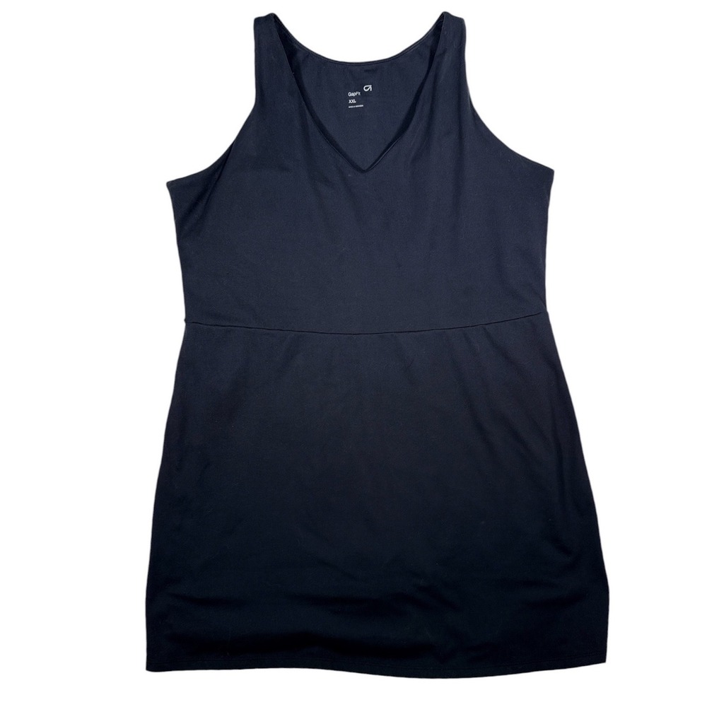 GapFit Black V-Neck Exercise Dress Built in Shorts Pocket Womens XXL Athleisure
